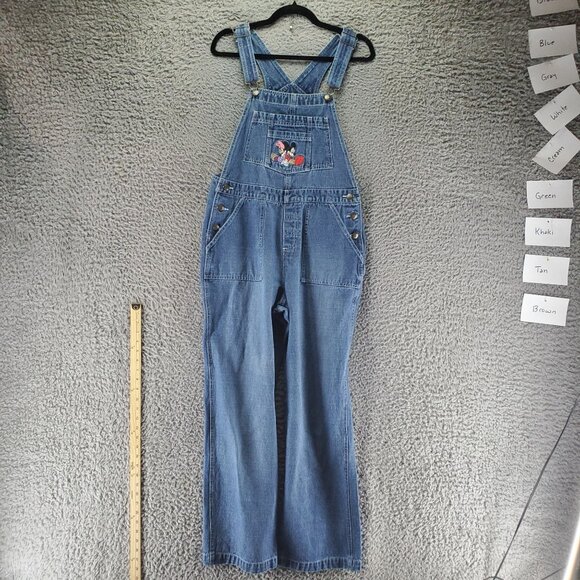 Disney Overalls Womens Medium Blue Mickey & Minnie 100% Cotton Embroidered - Picture 1 of 14